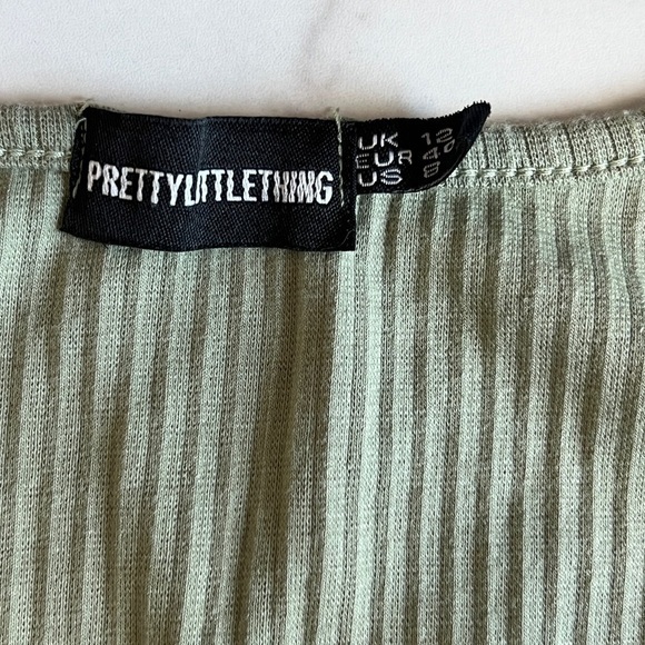 Pretty Little Thing Women's Crop Corset Style Tank Top Size 8 Khaki - Picture 4 of 7